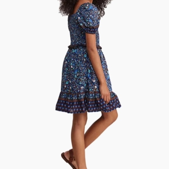 Vineyard Vines Girls puff sleeve Smocked dress fenwick paisley navy size 10-12 - Picture 2 of 11